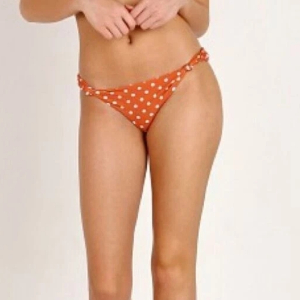 NWT For Love & Lemons Bikini Bottom Tropicana Knot Polka Dot Rust Orange Cheeky